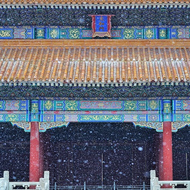 京城初雪中的故宮