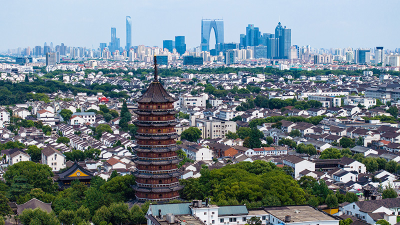 蘇州城區（2023年7月4日攝，無人機照片）。