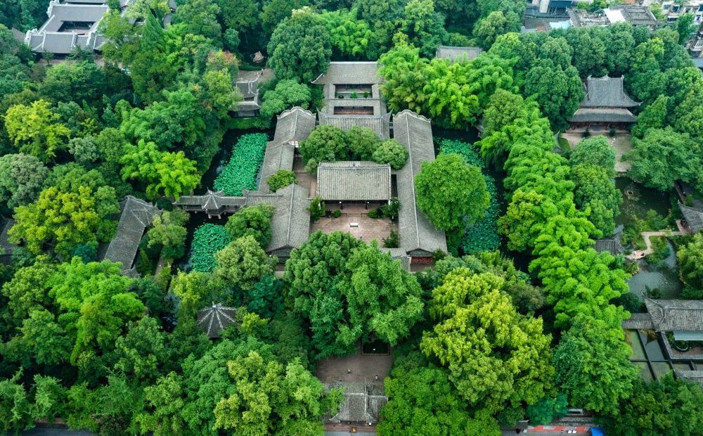 這是2022年6月22日拍攝的四川眉山三蘇祠（無人機照片）。