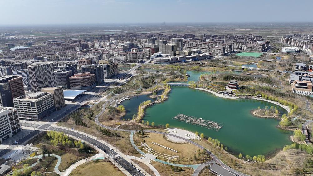 這是雄安新區金湖公園（2024年3月29日攝，無人機照片）。