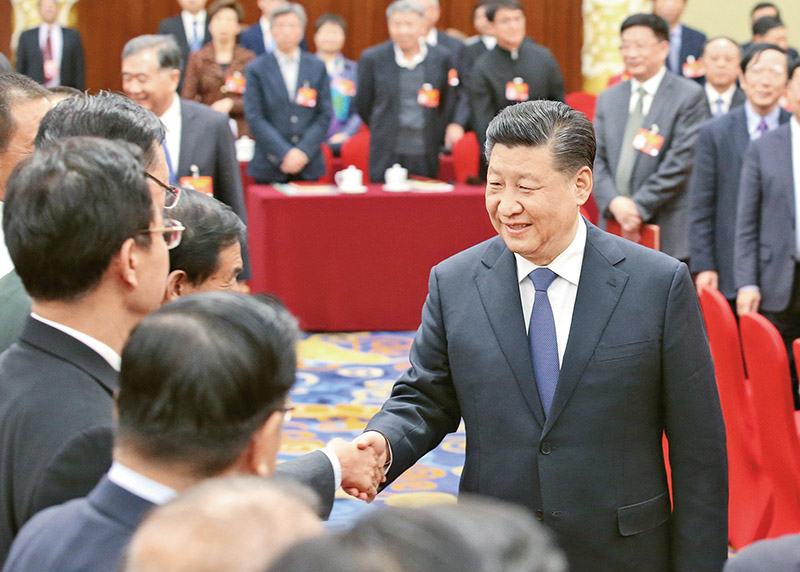 2019年3月4日下午，中共中央總書記、國家主席、中央軍委主席習近平看望參加全國政協十三屆二次會議的文化藝術界、社會科學界委員，並參加聯組會，聽取意見和建議。