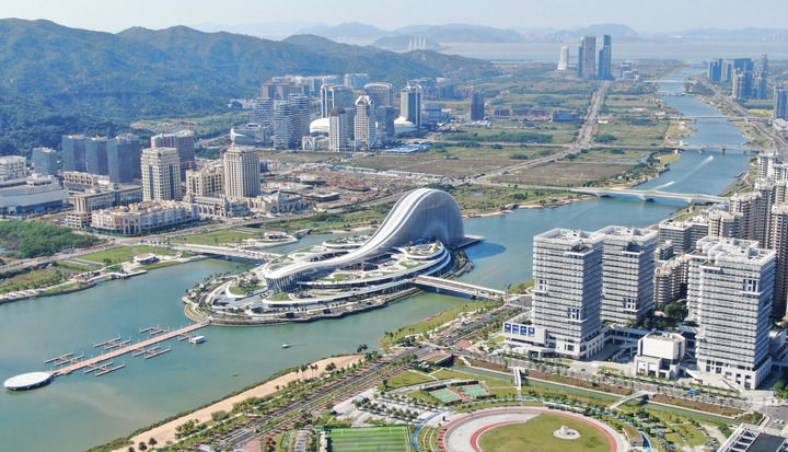 這是2024年11月26日拍攝的橫琴天沐琴臺（無人機照片）。