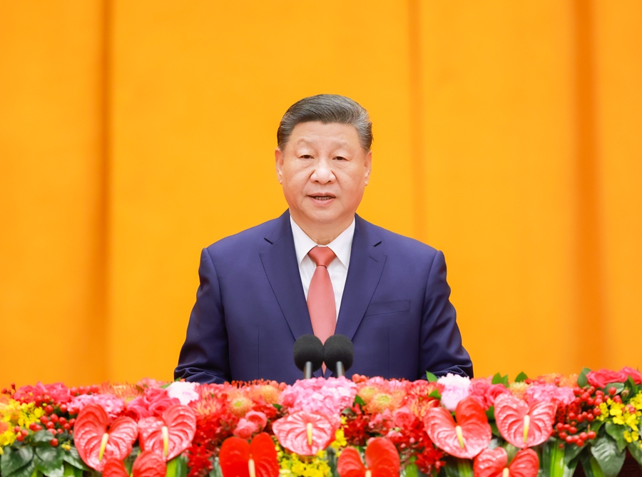 1月27日，中共中央、國務院在北京人民大會堂舉行2025年春節團拜會。中共中央總書記、國家主席、中央軍委主席習近平發表講話。