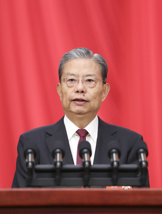 3月8日，十四屆全國人大三次會議在北京人民大會堂舉行第二次全體會議。受全國人大常委會委託，趙樂際委員長向大會報告全國人大常委會工作。
