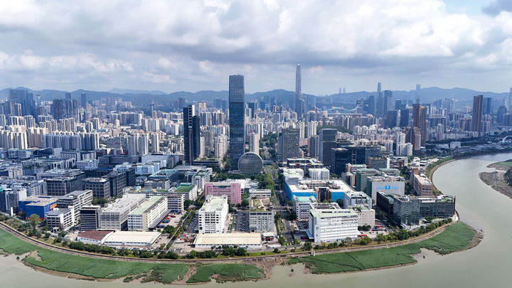 位於粵港澳大灣區的河套深港科技創新合作區（2025年4月24日攝，無人機照片）。