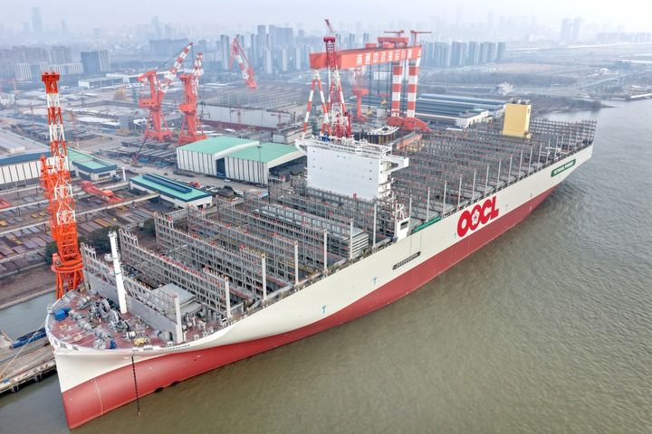 2026年2月2日在江蘇省南通市崇川區船舶海工産業帶拍攝的建造中的船舶（無人機照片）。