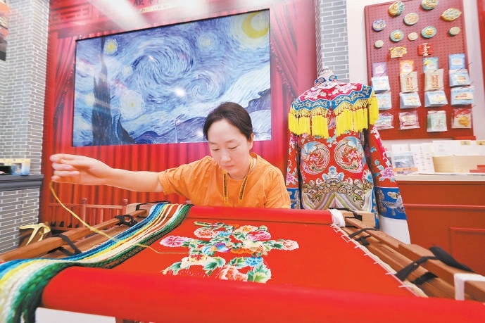 京繡工藝展示。