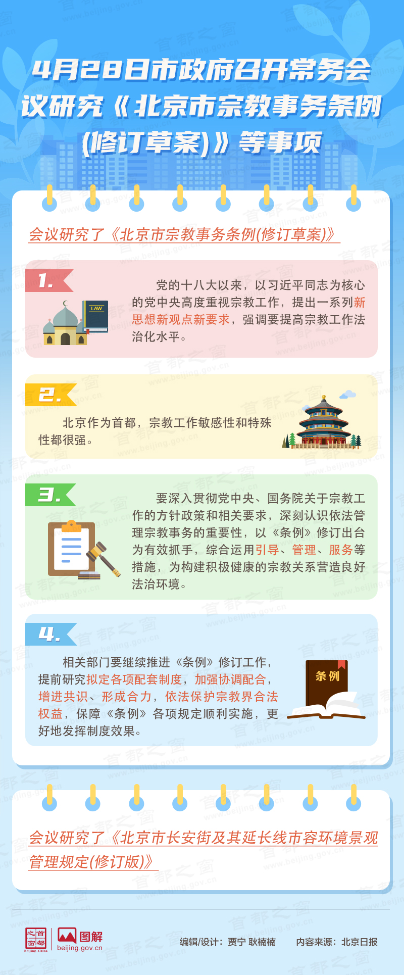 4月28日市政府召開常務會議研究《北京市宗教事務條例(修訂草案)》等事項