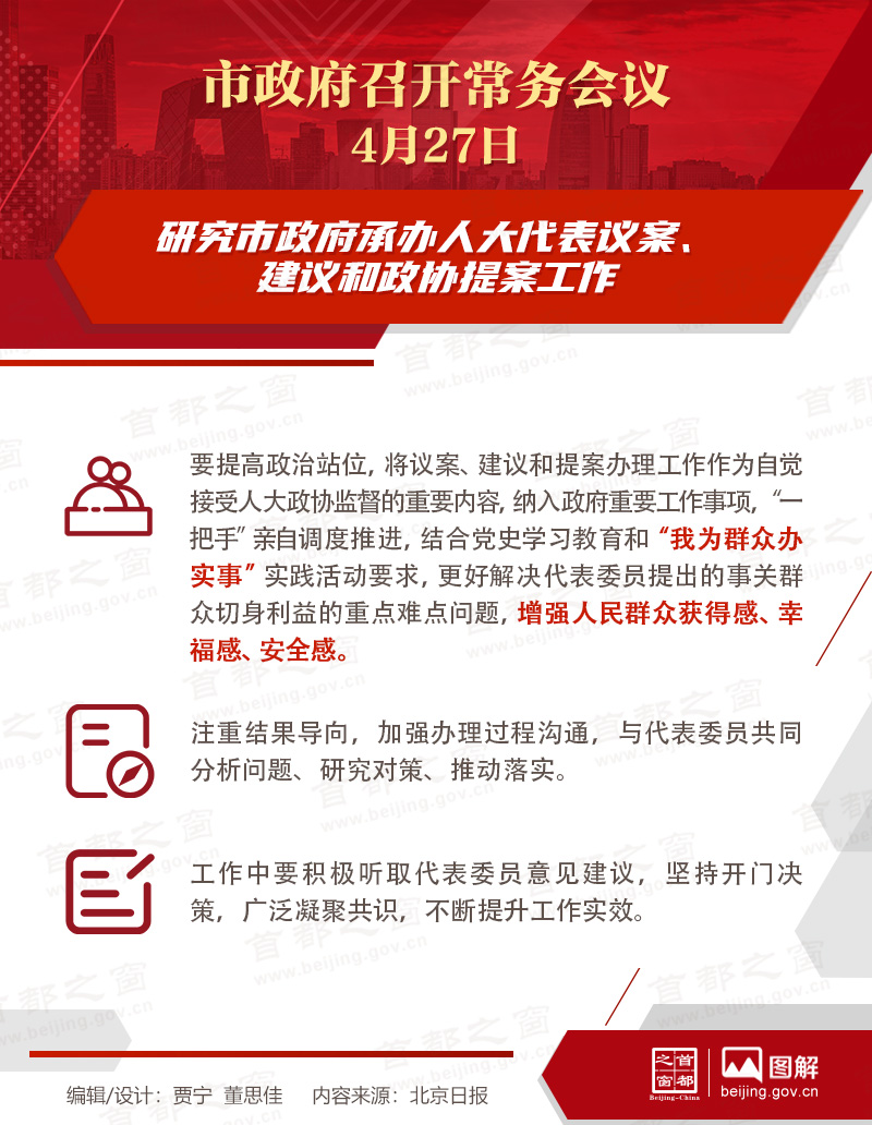 市政府常務會議：研究市政府承辦人大代表議案、建議和政協提案工作