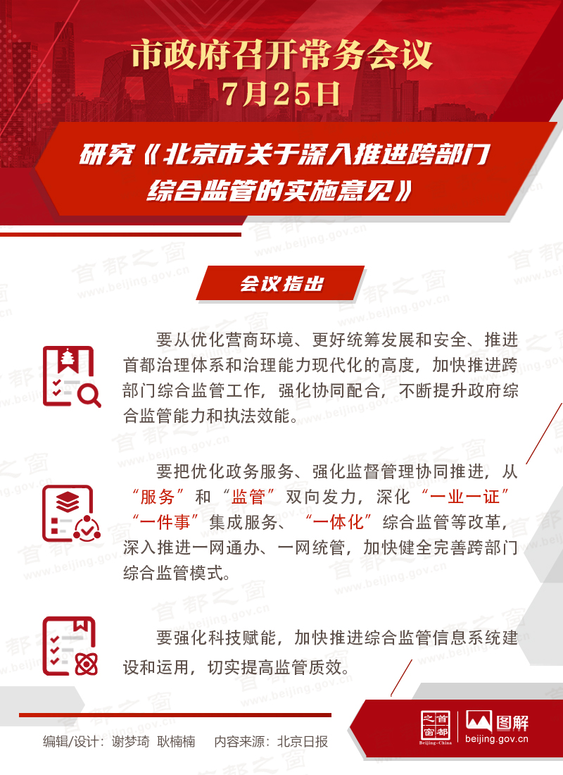 研究《北京市關於深入推進跨部門綜合監管的實施意見》