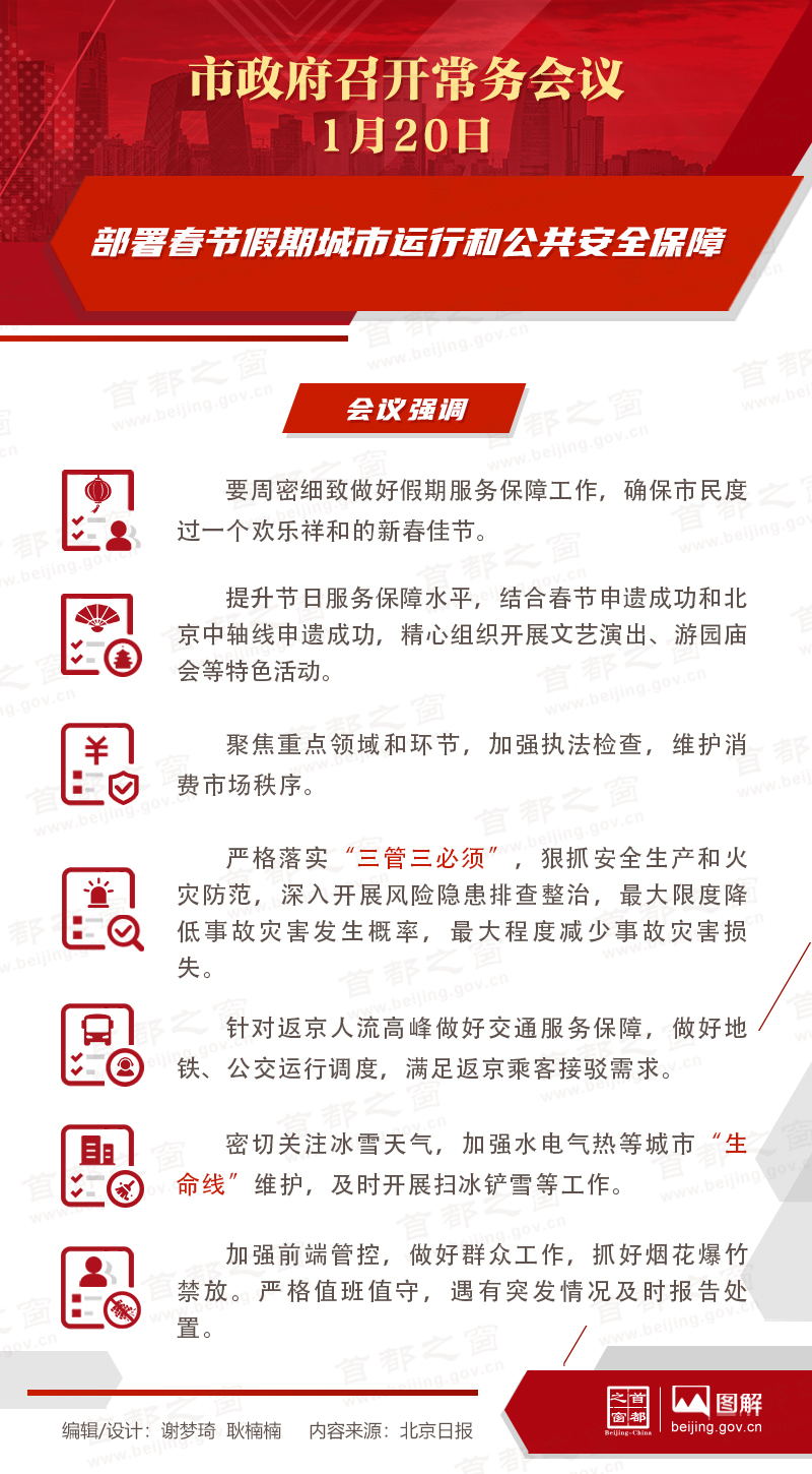市政府常務會議圖解：部署春節假期城市運作和公共安全保障