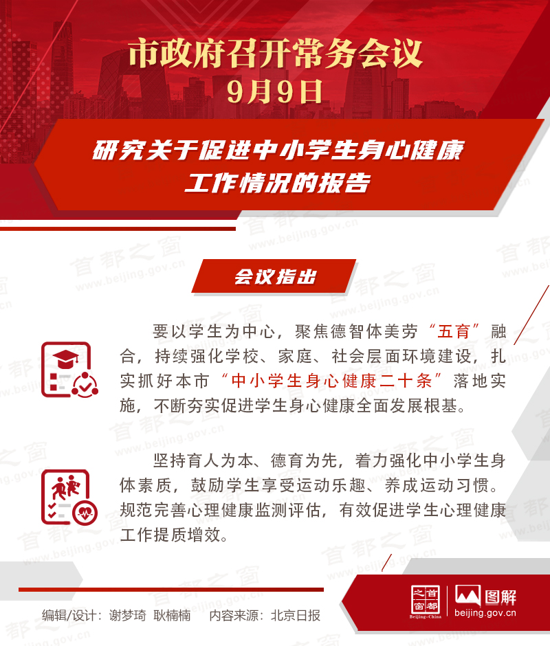 市政府常務會議圖解：研究關於促進中小學生身心健康工作情況的報告