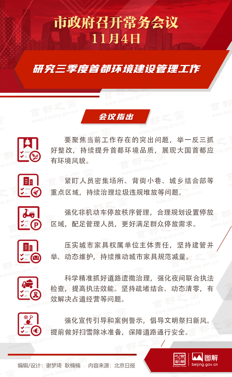 市政府常務會議圖解：研究三季度首都環境建設管理工作