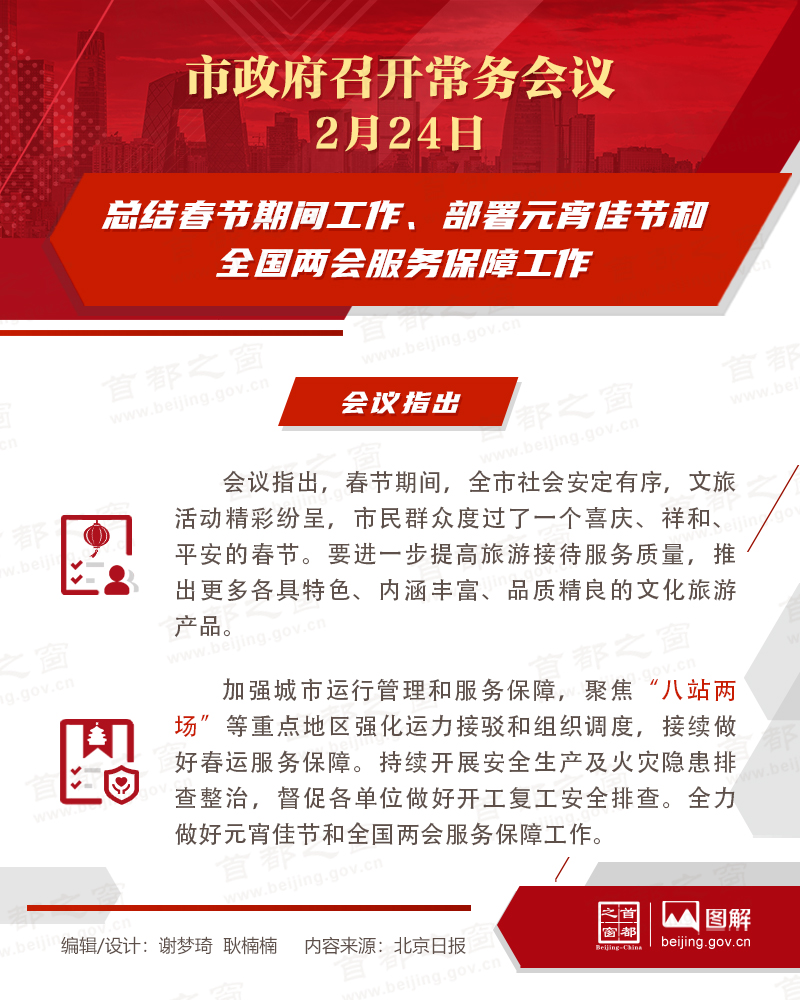 市政府常務會議圖解：總結春節期間工作、部署元宵佳節和全國兩會服務保障工作