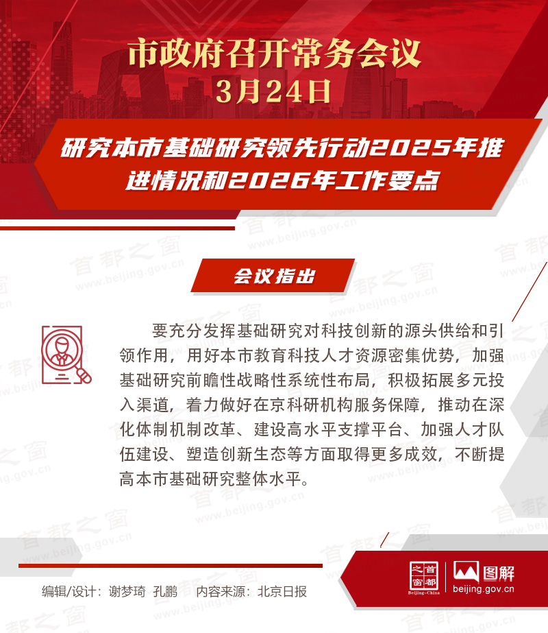 市政府常務會議圖解：研究本市基礎研究領先行動2025年推進情況和2026年工作要點