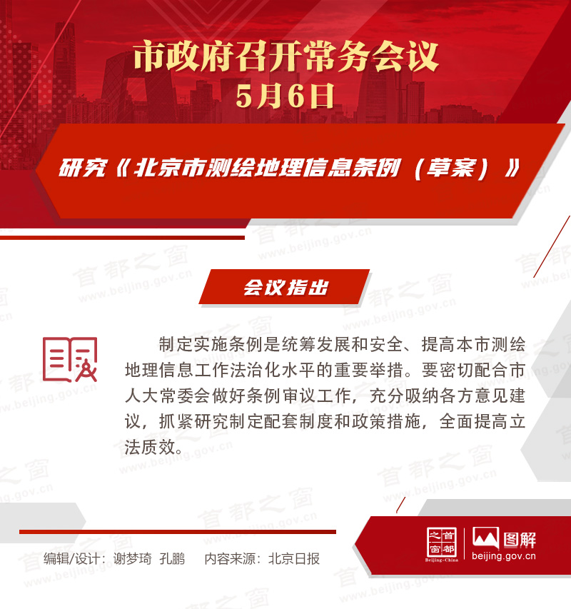 市政府常務會議圖解：研究《北京市測繪地理資訊條例（草案）》