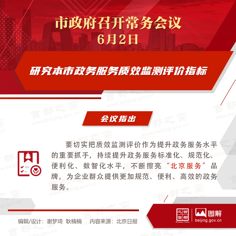 市政府常務會議圖解：研究本市政務服務質效監測評價指標