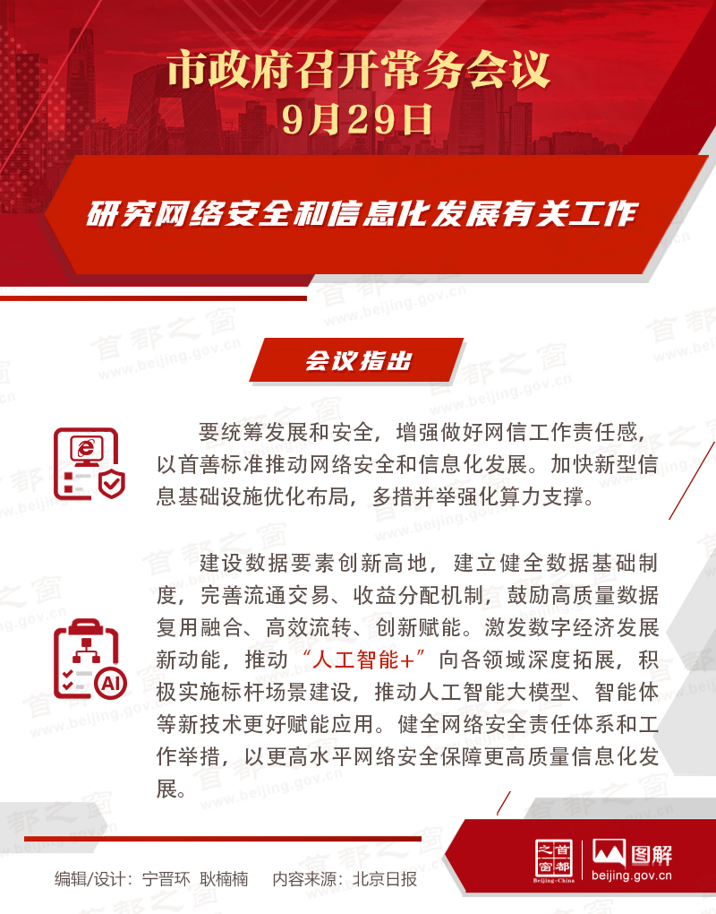 市政府常務會議圖解：研究網路安全和資訊化發展有關工作