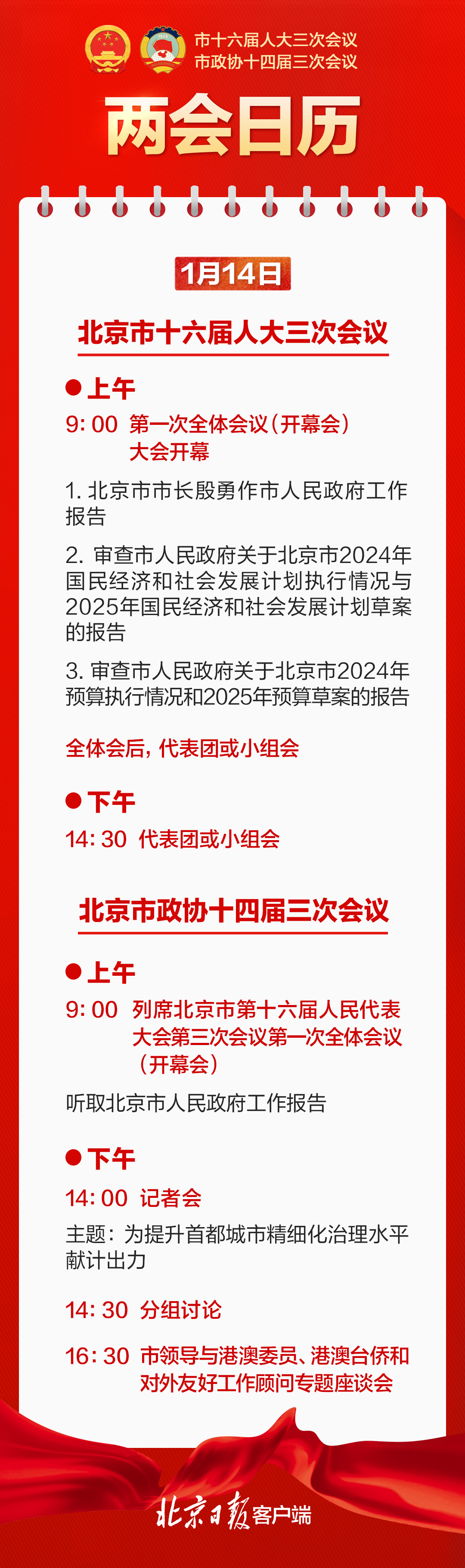 兩會日曆｜北京市十六屆人大三次會議今日開幕
