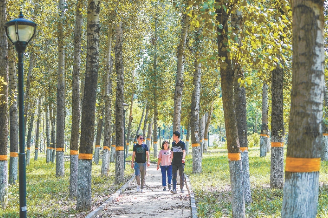 順義區高麗營鎮南郎中村 居民在休閒公園內漫步