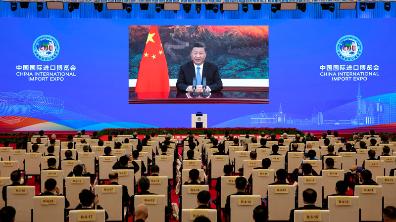 11月4日晚，第三屆中國國際進口博覽會開幕式在上海舉行，國家主席習近平以視頻方式發表主旨演講。