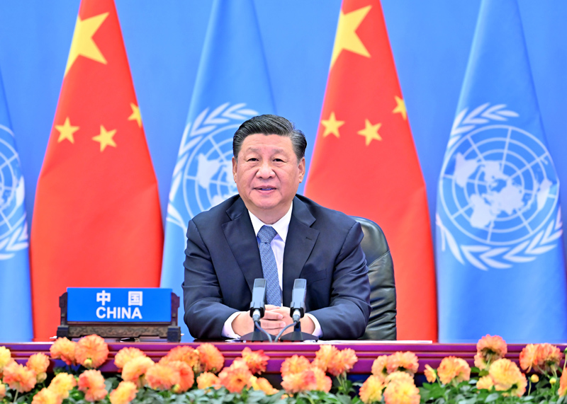 10月14日晚，國家主席習近平以視頻方式出席第二屆聯合國全球可持續交通大會開幕式併發表題為《與世界相交 與時代相通 在可持續發展道路上闊步前行》的主旨講話。