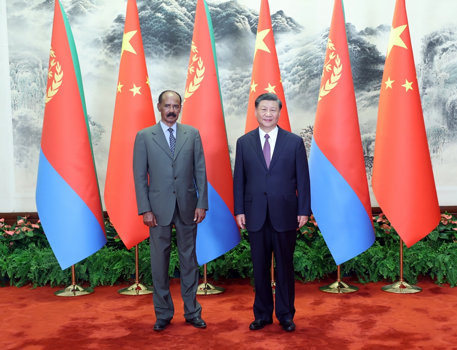 5月15日下午，國家主席習近平在北京人民大會堂同來華進行國事訪問的厄利垂亞總統伊薩亞斯舉行會談。