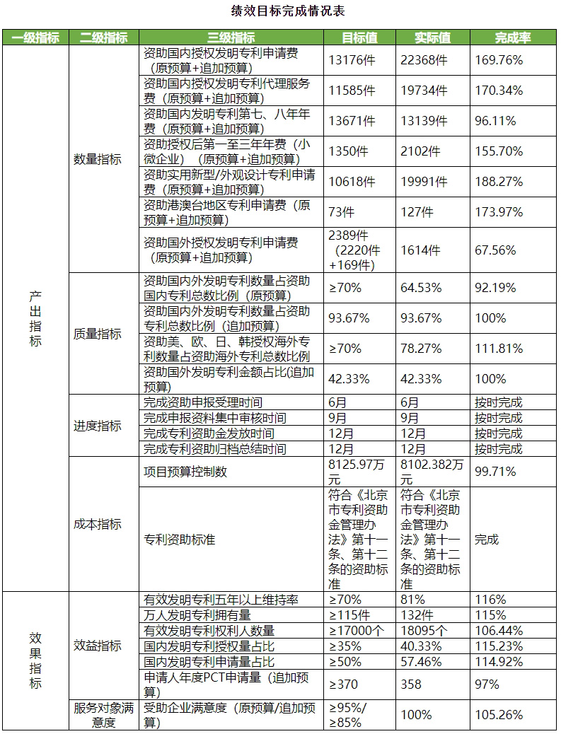 绩效目标完成情况表