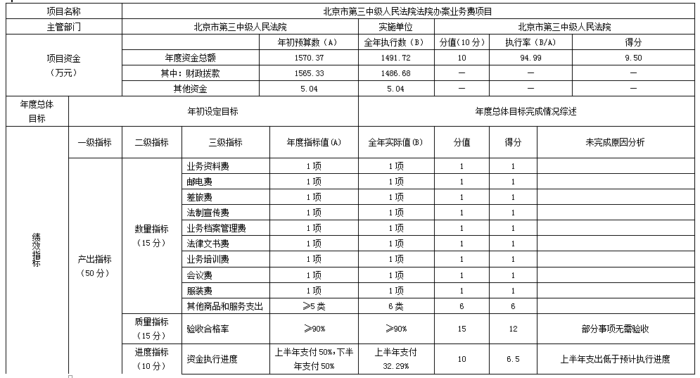 项目支出绩效自评表