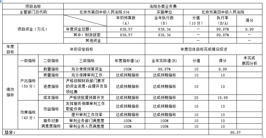 项目支出绩效自评表