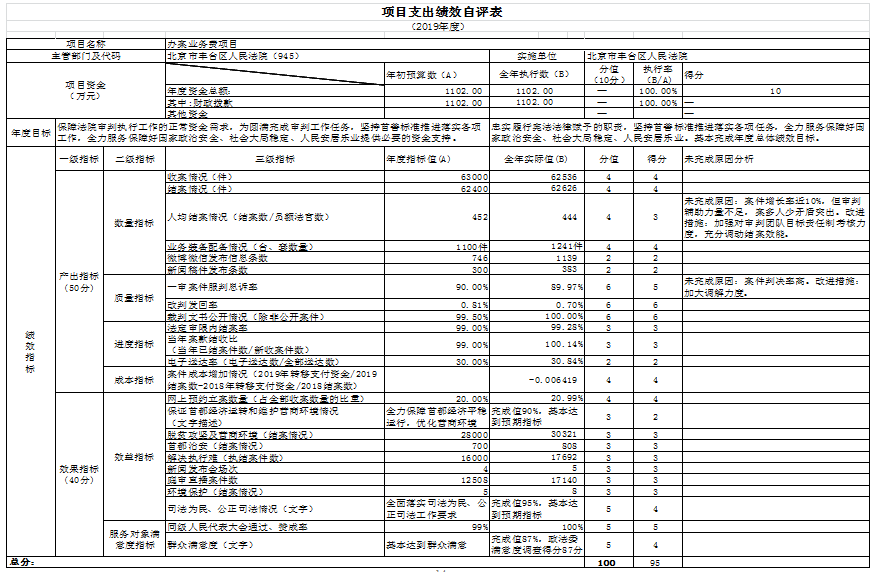 项目支出绩效自评表