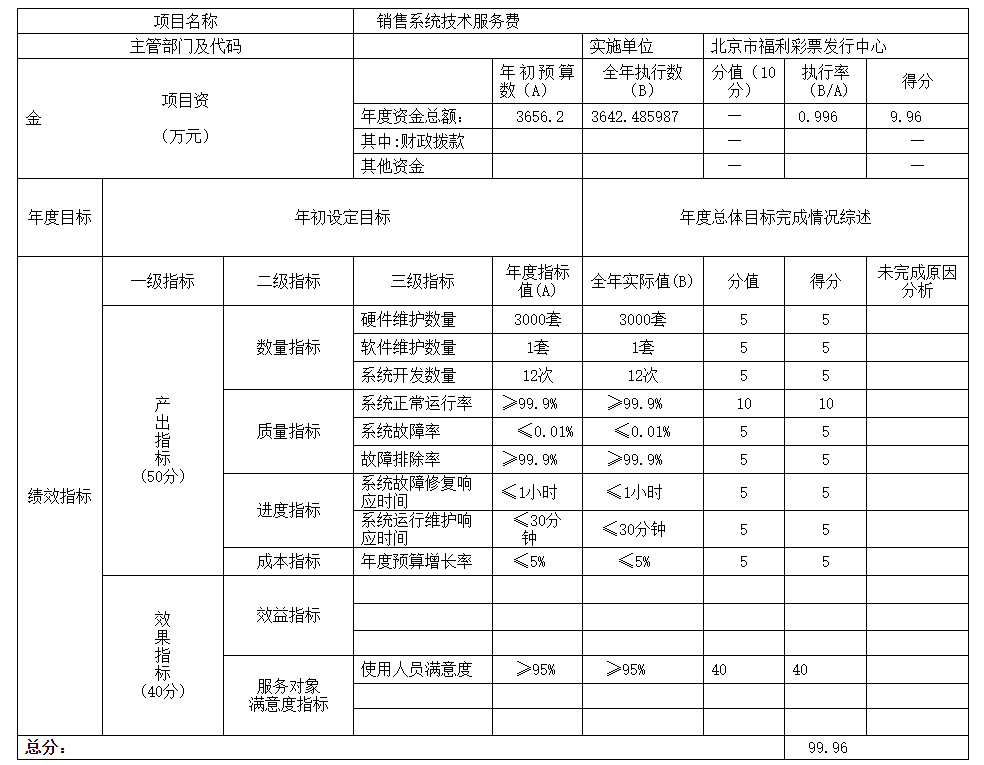 项目绩效自评表