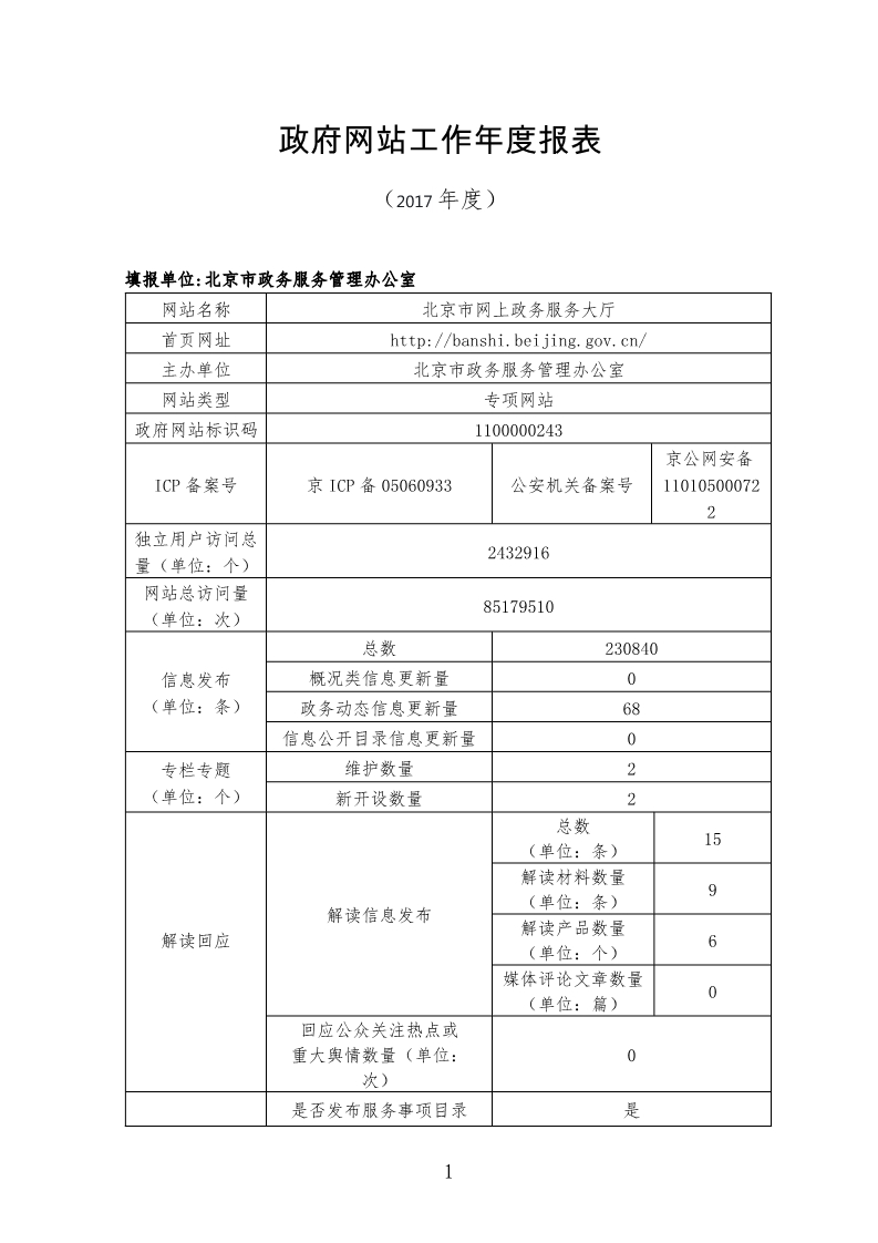 北京市政务服务管理办公室