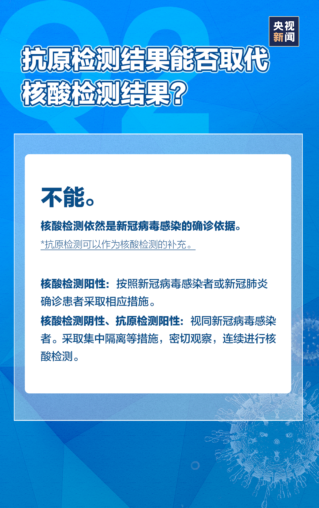 抗原检测结果能否取代核酸检测结果？