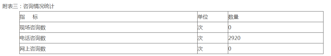 附表三：咨询情况统计
