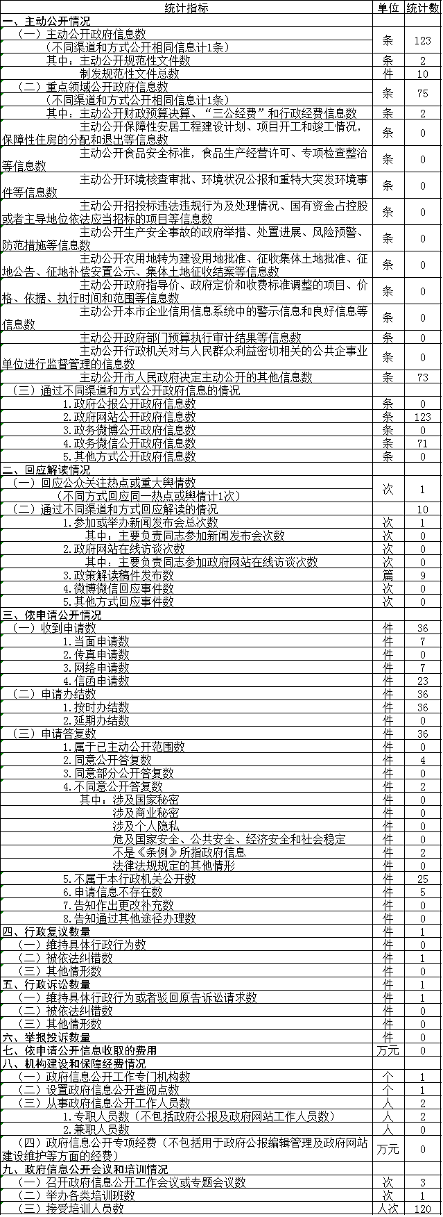 政府信息公开情况统计表