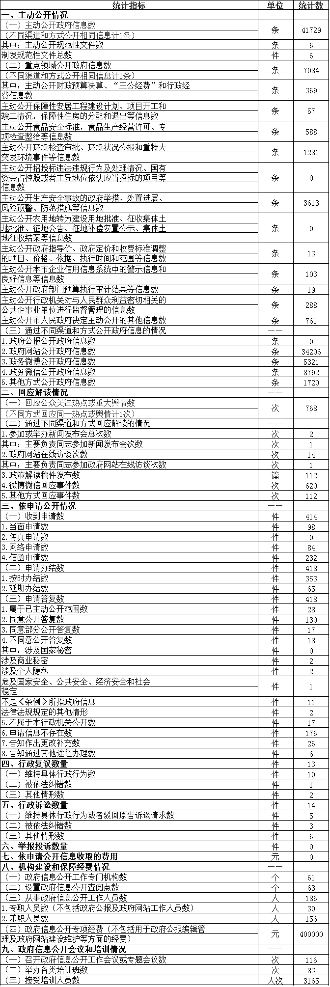 政府信息公开情况统计表