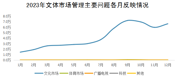 2023年文体市场管理主要问题各月反映情况