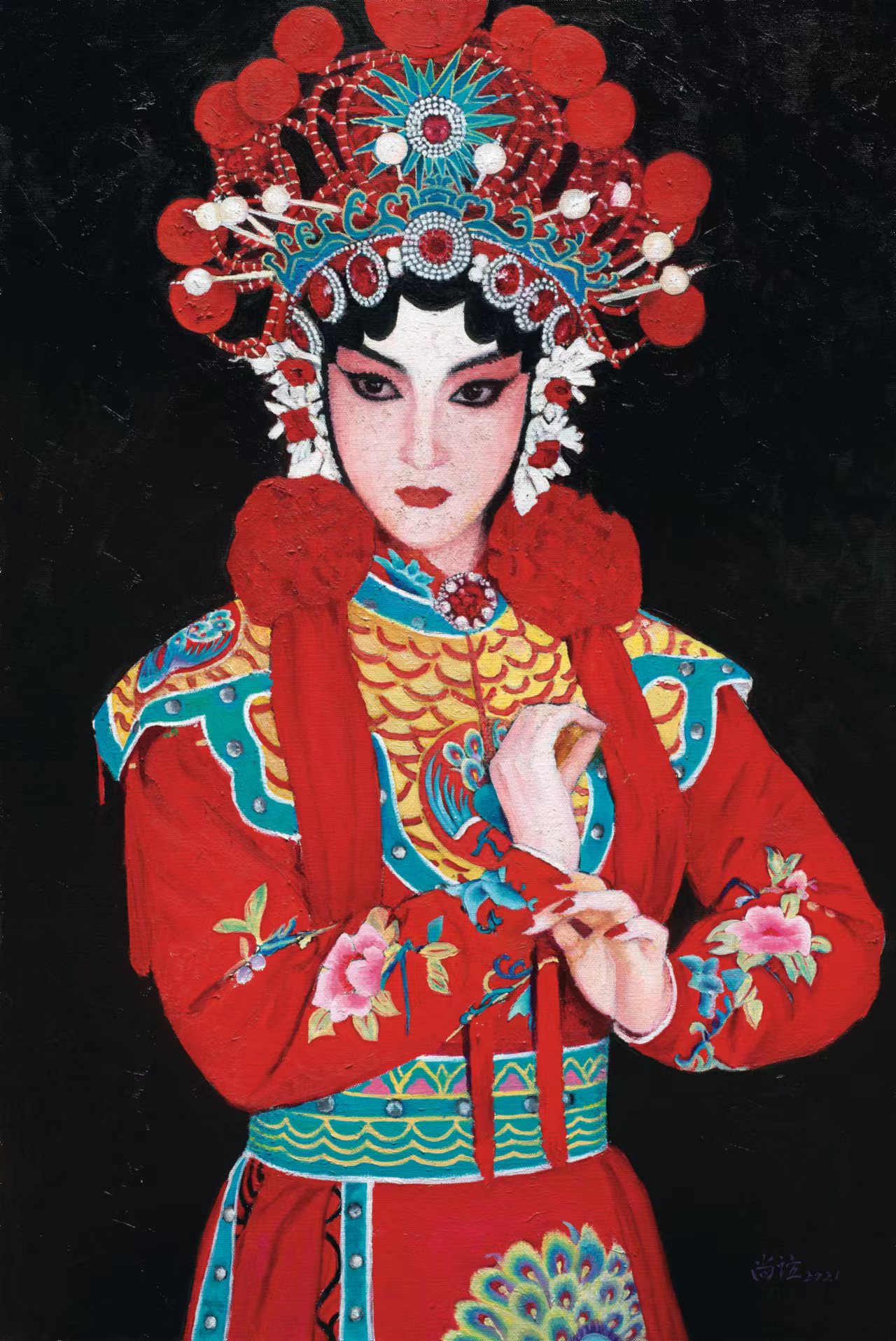 《虹桥赠珠》靳尚谊 91x60cm 布面油画 2021