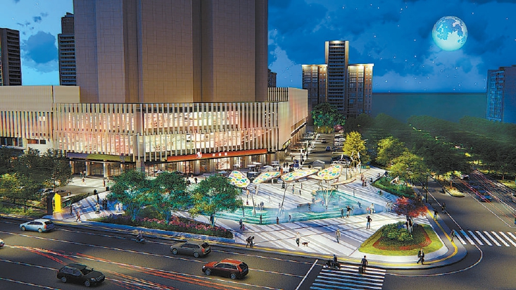 北京环球主题公园周边区域环境提升，建设贴近居民生活的城市客厅（效果图）。