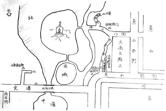 　小石作胡同及汤用彤故居位置（陈溥 绘）
