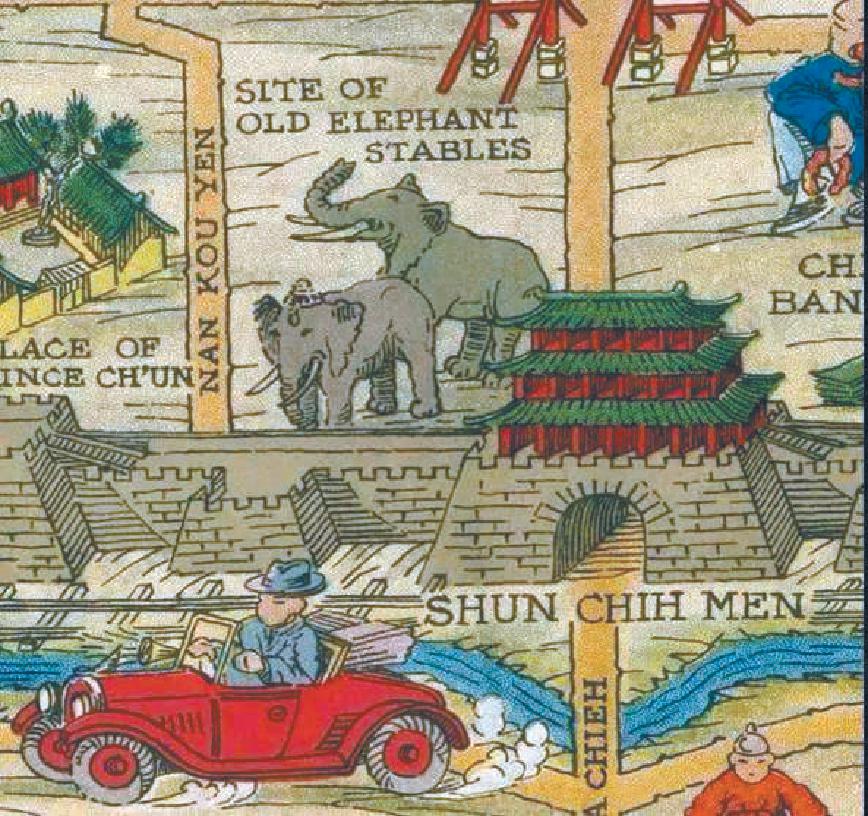 1936年出版的《北平风俗地图》中的宣武门和象房