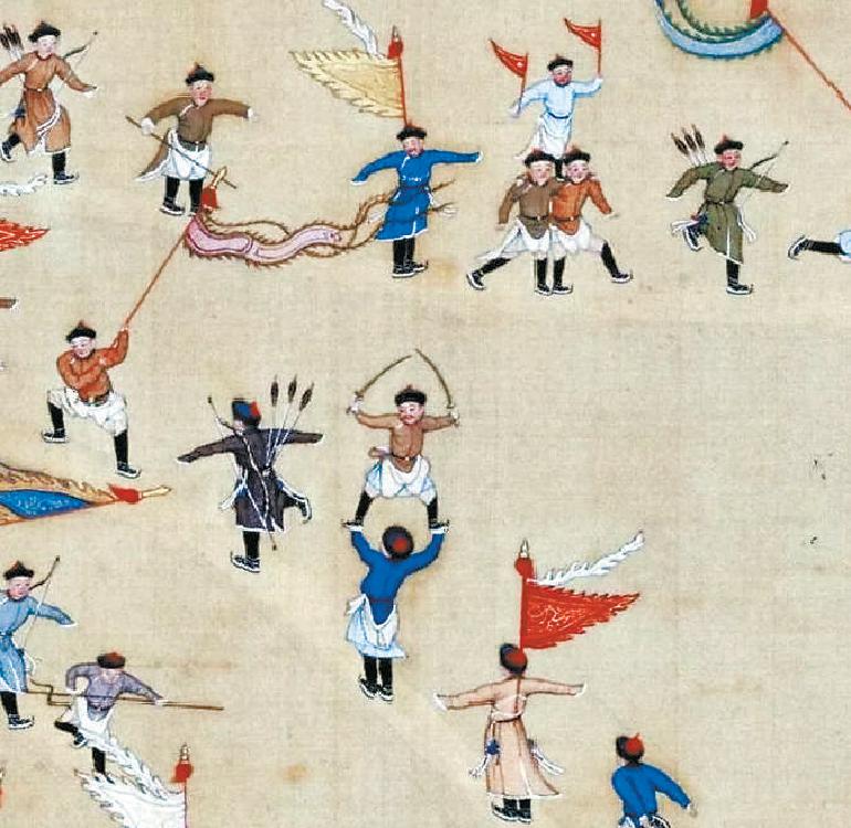 乾隆年间所绘《冰嬉图》局部