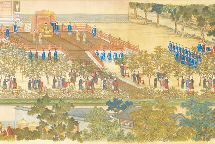 　[清]郎世宁等绘《亲蚕图》局部