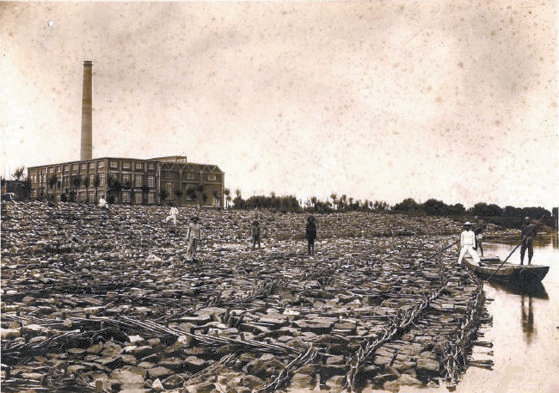 1928年拍摄的通州发电厂外景，此时重修了蓄水池并且加固北运河大堤。