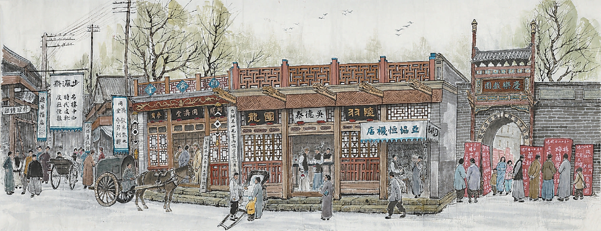 旧时繁华的大栅栏，曾经茶叶店吴德泰、张一元、东鸿记、西鸿记均位于此。