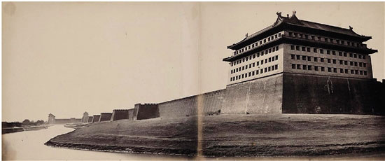菲利斯·比托 北京城北门 23×59cm 1860年 蛋白印相 二联张 洛文希尔收藏