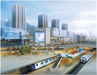 地铁常营站一体化衔接效果图。