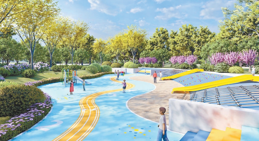 兴会公园即将落成，图为公园东会地块亲子活动区效果图。