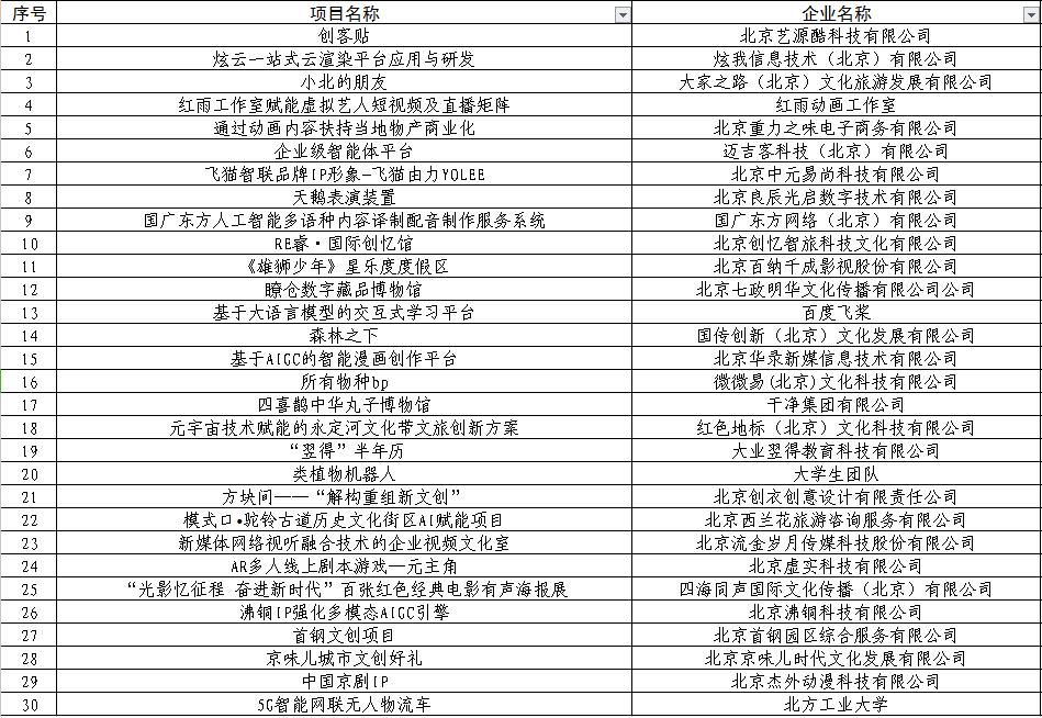 （入围决赛的项目及企业名单）
